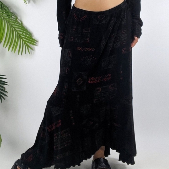 Chico's Dresses & Skirts - Chico's Travelers Black Boho Old World Asymmetrical Wrap Maxi Skirt  Whimsigoth